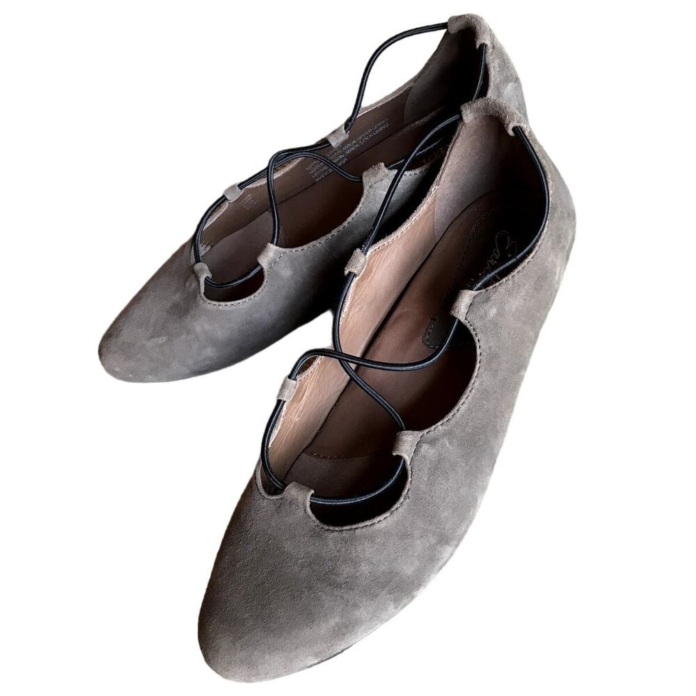 Earthies by Earth Brown Suede Ballet Slippers w Crossover Cords size 8.5 - Picture 2 of 16